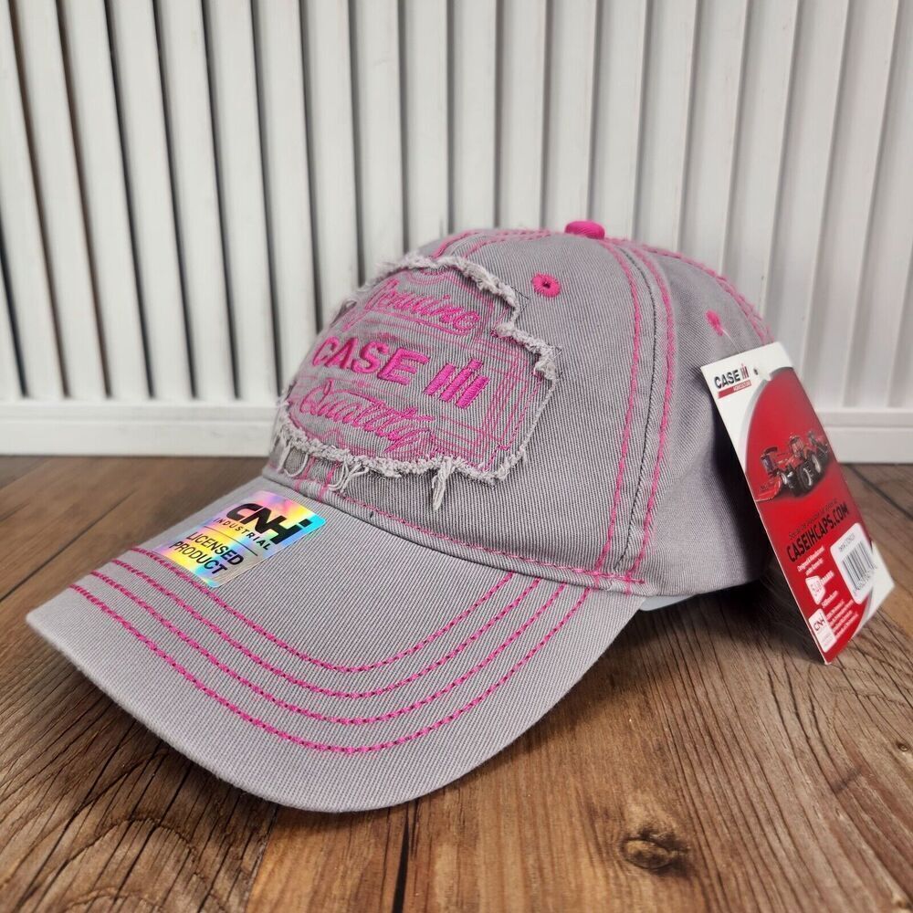 Case International Harvester Farm Girl Strapback Hat Cap Gray Pink Genuine Ranch